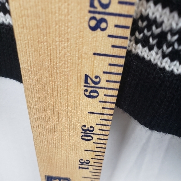 Peck & Peck Collection Black and White Fringed Collared Open Front Cardigan Sz L - Picture 9 of 10